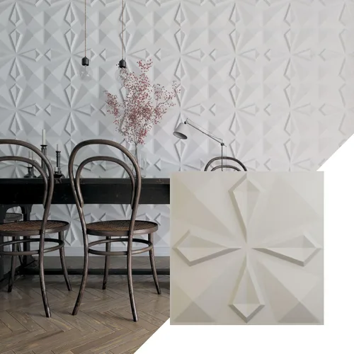 Miniatura 17 de Ekena Millwork WP20X20NKWH 19 5/8 pulgadas de ancho x 19 5/8 pulgadas de alto Nikki EnduraWall Decorativo 3D Panel de pared cubre 2.67 pies cuadrados