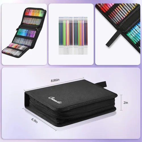 Miniatura 3 de Bolígrafos de gel con purpurina para libros de colorear para adultos, paquete de 96 bolígrafos de gel para artistas, 48 colores con un 50% más