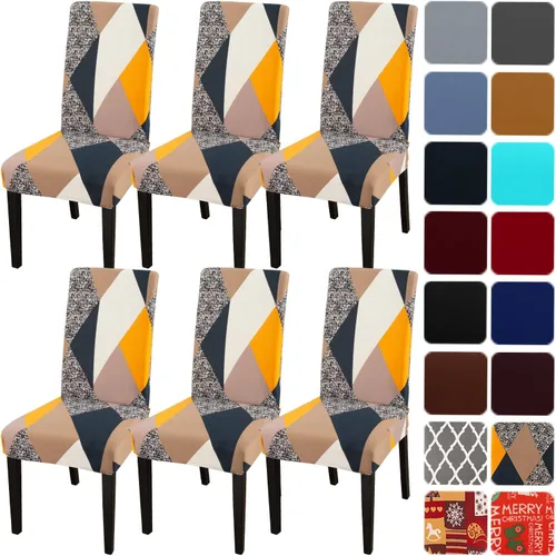 Miniatura 75 de JQinHome Juego de 8 fundas para sillas de comedor, fundas de alta elasticidad extraíbles y lavables, fundas protectoras de asiento para silla