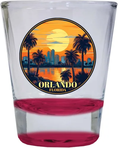 Orlando Florida B Souvenir - Vaso de chupito redondo de 1.5 onzas, color rojo Rojo||Individual