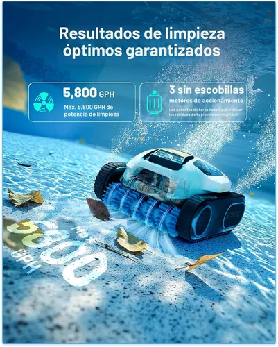 Miniatura 2 de Spino E1 - Limpiador robótico inalámbrico para piscina, robot de piscina para limpieza de paredes y líneas de flotación, camino de arco inteligente