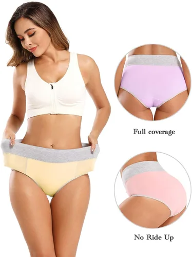 Miniatura 3 de POKARLA - Ropa interior de algodón y con cintura alta para mujer, es suave, es transpirable, son calzones elásticos, con talla regular