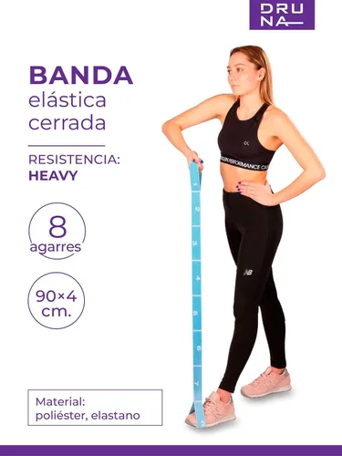 Miniatura 4 de Banda elástica de resistencia de 8 bucles, correa elástica de fitness para yoga, pilates, baile, gimnasia rítmica y terapia física