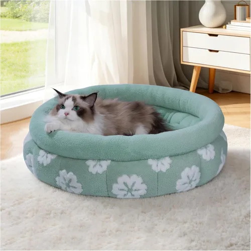 Miniatura 15 de BALANCE Camas para gatos de interior, cama redonda lavable para gatos, bonita cama para gatitos con parte inferior antideslizante para gatitos
