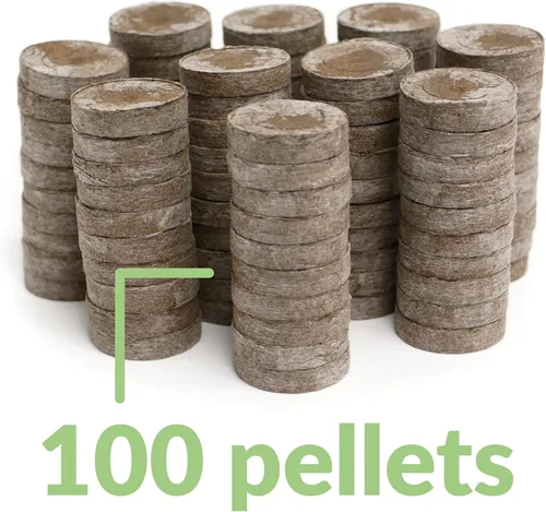 Miniatura 4 de 100 unidades - Jiffy 36 mm de pellets de turba y tierra para semillas, tapones para inicio de semillas: iniciador de semillas para interiores