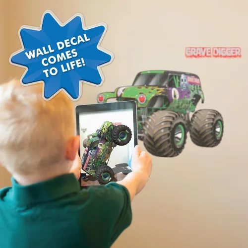 Miniatura 4 de Wall Palz Monster Jam - Calcomanías de pared de 23 pulgadas con interacción de realidad aumentada 3D, decoraciones de pared para despegar y pegar