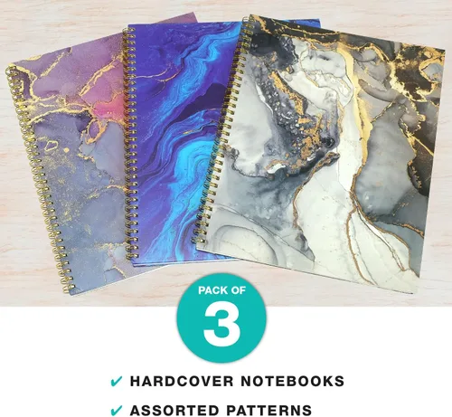Miniatura 6 de Cuaderno de espiral de moda de 8.5 x 11 pulgadas, paquete de 3, 120 páginas, rayas universitarias (sólido)