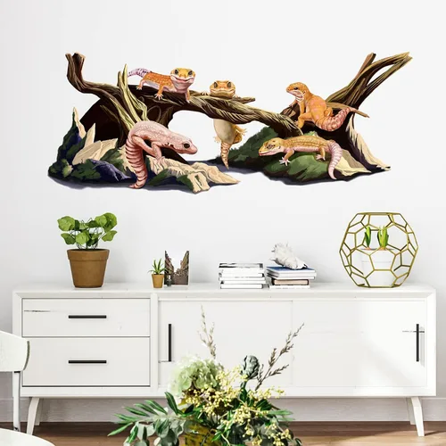 Calcomanía de pared de camaleones, diseño de lagarto y animales, extraíble, impermeable, para decoración de pared, para niños, bebés, aula,