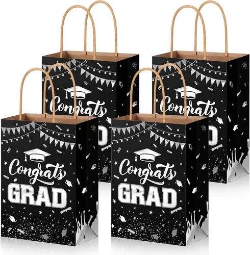 Miniatura 8 de PerKoop 12 bolsas de regalo de graduación azules con asas para la clase de 2026, bolsas de papel de regalo de fiesta de felicitaciones, decoraciones