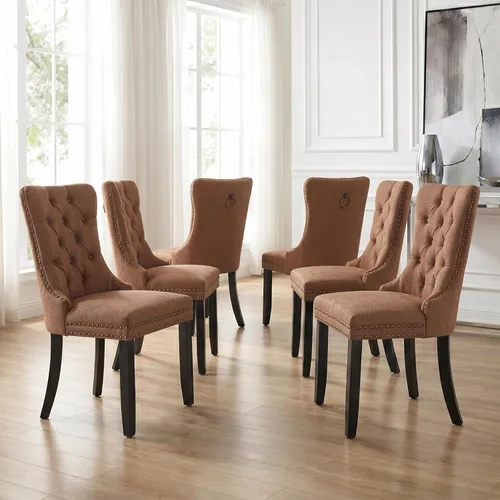 Miniatura 117 de Velvet Dining Chairs Set of 2, Tufted High Chairs with Nailhead Trim, Pull Ring, Black Solid Wood Legs, Elegant Upholstered Accent Chairs for Dining