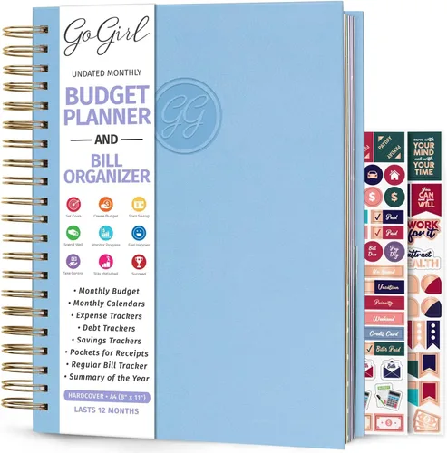 Miniatura 17 de GoGirl Planificador de presupuesto y organizador mensual de facturas, libro financiero mensual con bolsillos. Cuaderno de seguimiento de gastos