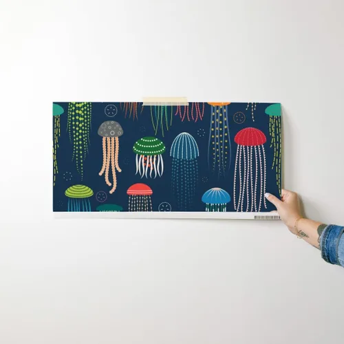 Miniatura 7 de Muestras de papel tapiz para despegar y pegar, medusas brillantes y modernas, animales coloridos océanos, natación, criaturas marinas, decoración