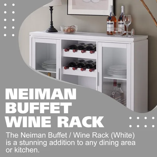 Miniatura 3 de Kings Brand Furniture Neiman - Aparador de madera para vino, estante de madera para vino y armario de buffet independiente con almacenamiento