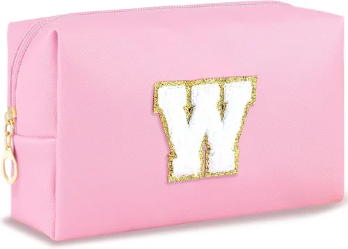 Miniatura 111 de URSKYTOUS Regalos para niñas, bolsa de maquillaje con inicial, bolsa de cosméticos personalizada con cremallera, bonita bolsa de aseo de viaje, Azul