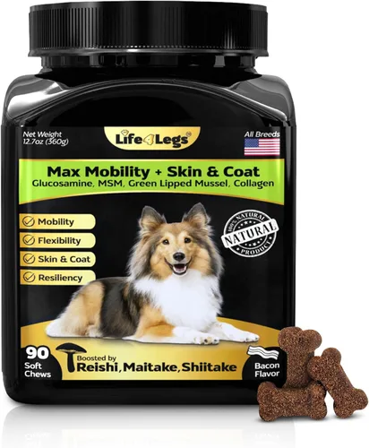 Miniatura 9 de Masticables de cadera y articulaciones para perros + suplemento de piel y pelaje - Golosinas para aliviar el dolor de las articulaciones del perro