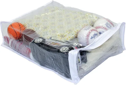 Miniatura 2 de Paquete de 2 bolsas de almacenamiento de vinilo resistente con cremallera (transparente) para suéteres, mantas, edredones, juegos de ropa de cama