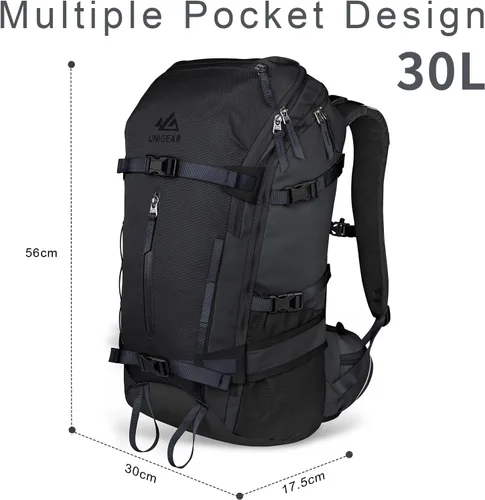 Miniatura 6 de Unigear Mochila de hidratación de esquí, bolsa de viaje de snowboard de 30 l, mochila resistente al agua de poliéster 900D para esquí, senderismo