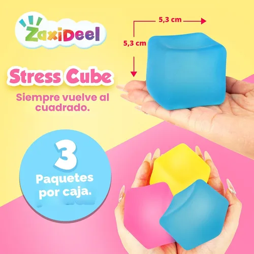 Miniatura 3 de ZaxiDeel Juguetes de Presión Cubo de Estrés Paquete de 3: Juguetes Sensoriales Llenos de Gel de Alta Densidad, Cubo de 2.1", Juguetes de Presión