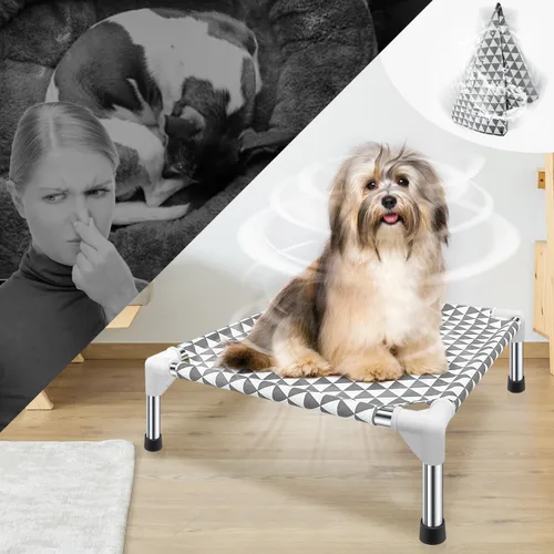Miniatura 9 de Kuntrust Cama Elevada para Perros de Exterior Actualizada Catre para Mascotas Elevado Cama Refrescante para Cachorros Cama Elevada para Perros