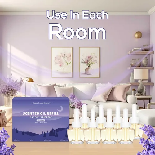 Miniatura 7 de Plug-In - Paquete de 8 repuestos para ambientador, aroma de verano para dormir, aceite esencial de lavanda infundido con gardenia, salvia