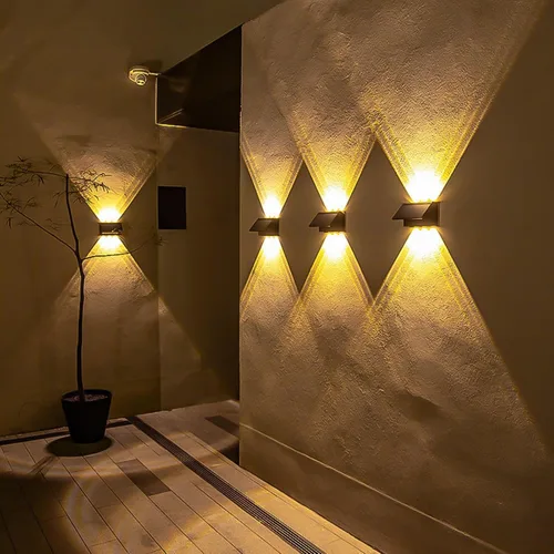 Miniatura 3 de ASLIDECOR Luz solar de pared hacia arriba, paquete de 2 6 luces LED iluminan al aire libre, lámpara con sensor de luz solar, IP65, impermeable