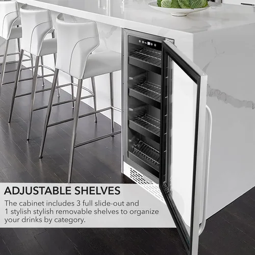 Miniatura 5 de Whynter BBR-638SB Refrigerador y enfriador de bebidas integrado debajo del mostrador de 12 pulgadas, refrigerador con puerta de vidrio, 2.0 pies