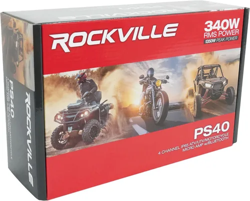 Miniatura 8 de Rockville PS40 4 canal ATV/UTV/motocicleta Bluetooth amplificador IP65 micro amplificador