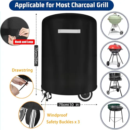 Miniatura 2 de Cubierta redonda para parrilla Weber de 22 pulgadas al aire libre impermeable para parrillas de carbón Kettle - Cubiertas para parrilla de carbón