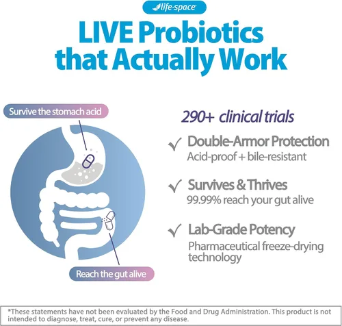 Miniatura 6 de Life-Space Probióticos bióticos intestinales para regularidad, porción de 2 meses, 20 mil millones de UFC y 5 cepas, apoya el movimiento intestinal