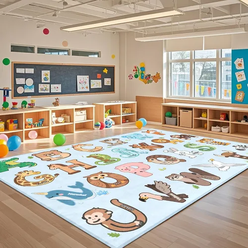 Miniatura 15 de Alfombras infantiles para sala de juegos, alfombra ABC de 2.5 x 4 pies para niños pequeños, alfombra de aprendizaje educativo, alfombra