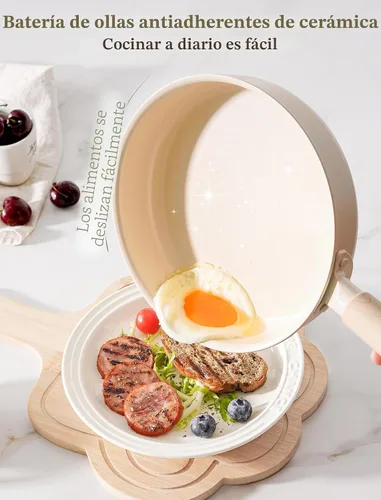 Miniatura 2 de Astercook Juego de ollas y sartenes antiadherentes, juego de utensilios de cocina de cerámica no tóxicos, 18 piezas de utensilios de cocina