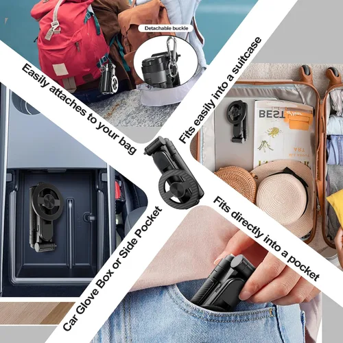 Miniatura 8 de Palo selfie magnético multifuncional 4 en 1 con rotación de 360°, mini trípode portátil extensible para teléfono con control remoto y anillo