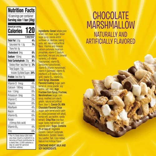 Miniatura 2 de Golden Grahams Barritas de cereales, S'mores, barras de aperitivos, paquete económico, 16 unidades, 16.96 onzas (paquete de 4)
