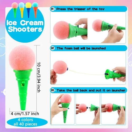 Miniatura 2 de 40 piezas de juguete de disparos de helado de 4 pulgadas de cono de helado de espuma de juguete para niños, regalos de fiesta de cumpleaños, premios