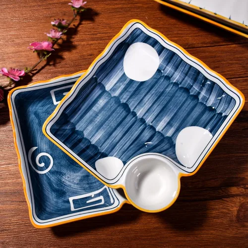 Miniatura 5 de Platos de sushi japoneses cuadrados y platos de postre con platos de vinagre para servir, juego de 2 para fiestas, aptos para microondas y sg