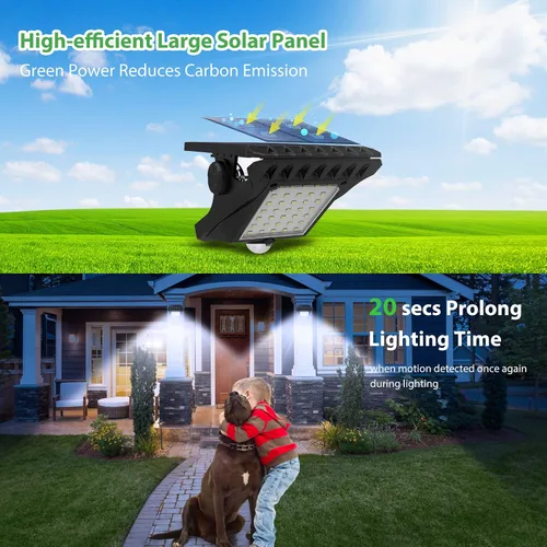 Miniatura 4 de Tryme 45LEDs Luces solares para exteriores con sensor de movimiento, luces de clip con sensor de movimiento, 3 modos, 3 formas de montaje, luz