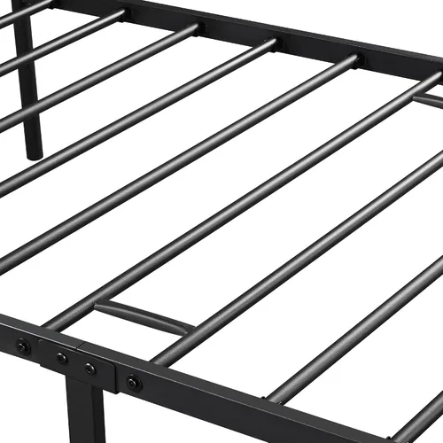 Miniatura 4 de Topeakmart Base de cama de metal negro con cabecero, base de colchón, cama de plataforma, base de cama con listones, tamaño individual XL