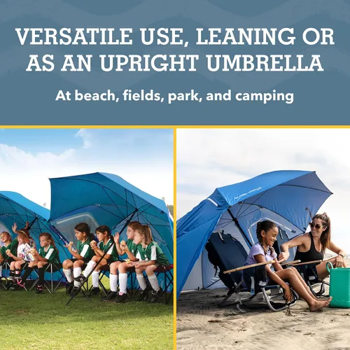 Miniatura 6 de Sport-Brella Super-Brella UPF 50+ Sun and Rain Canopy Umbrella, 8 Foot Portable Beach Shelter with Side Panels, Wind Flaps, and Carry Bag, Blue