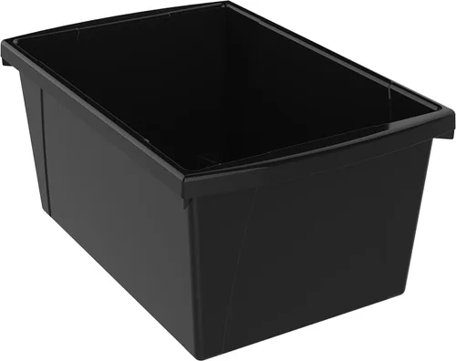 Miniatura 12 de Storex Contenedor de almacenamiento de 4 galones, organizador de plástico para libros y suministros, negro, paquete de 6 (61466C06C)