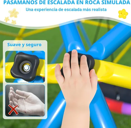 Miniatura 6 de Cúpula de escalada de 10 pies con columpio de arcoíris, gimnasio de jungla de metal antióxido para exteriores e interiores, equipo de juego