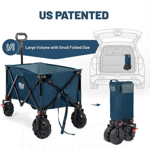 Miniatura 6 de Timber Ridge Vagón Plegable para Exteriores con Frenos Carrito Utilitario Plegable de Servicio Pesado Ruedas para Todo Terreno para Compras Camping