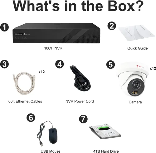 Miniatura 8 de Anpviz Sistema de cámara de seguridad PoE de 16 canales, NVR comercial de 12 MP 4K 16 canales para negocios, 12 cámaras de torreta IP con cable de 6
