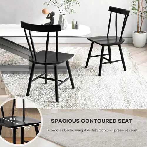 Miniatura 6 de NAFORT Juego de 2 sillas de comedor de madera, sillas Windsor modernas con respaldo de eje alto, asiento contorneado grande, carga máxima de 330