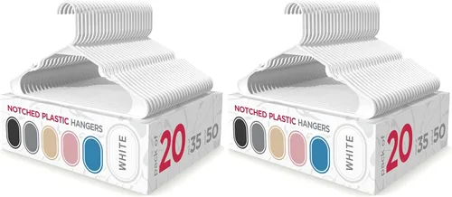 Miniatura 12 de Sharpty - Perchas de plástico, paquete de 35, delgadas, ahorran espacio, resistentes, color blanco