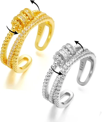 Miniatura 8 de LIU JUN Jansio Threanic Triple-Spin Ring, Magnetic Zircon Shaping Cross Full Moissanite Spinner Fidget Rings to My Daughter Open Anti Anxiety