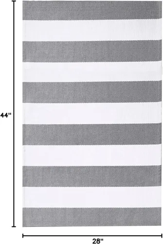 Miniatura 2 de IOHOUZE Alfombra Rayada Gris y Blanca - 27.5" X 43" Tapetes para Puerta Delantera al Aire Libre, Alfombra Lavable para Decoración de Porche