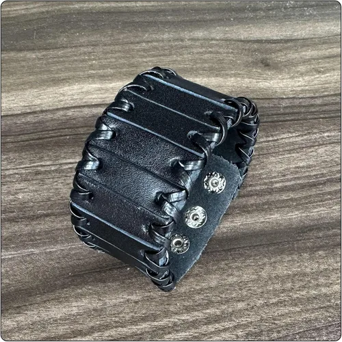 Miniatura 7 de Pulsera trenzada Punk Rock de cuero ancho