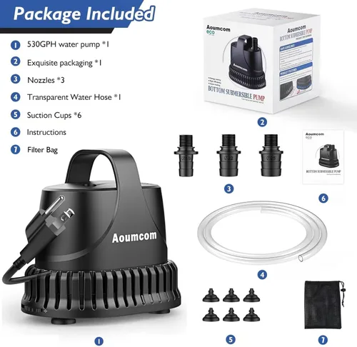 Miniatura 7 de Bomba de agua sumergible de 800 GPH, bomba de fuente de 40 W, bomba de sumidero, bomba de agua de 3000 L/H con cable de alimentación de 7 pies