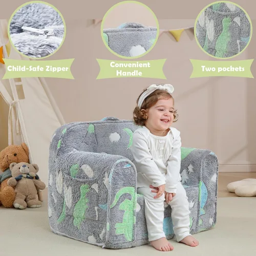Miniatura 4 de Cómoda silla de espuma para niños, sillón para niños, sofá para niños, sofá para niños, silla de lectura con brillo en la oscuridad