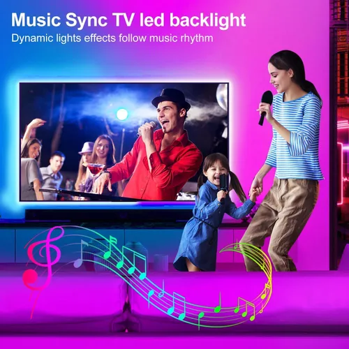 Miniatura 2 de REEMEER Luces LED para TV, luz LED de 16.4 pies para televisores de 45 a 75 pulgadas, luces RGB retroiluminadas detrás de sincronización de música